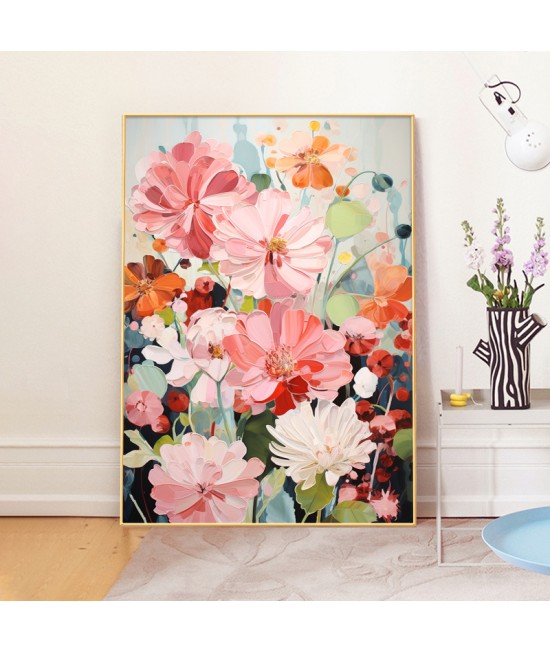 北歐風清新 花卉 晶瓷面掛畫 裝飾掛畫連鋁畫框 70X90CM DF